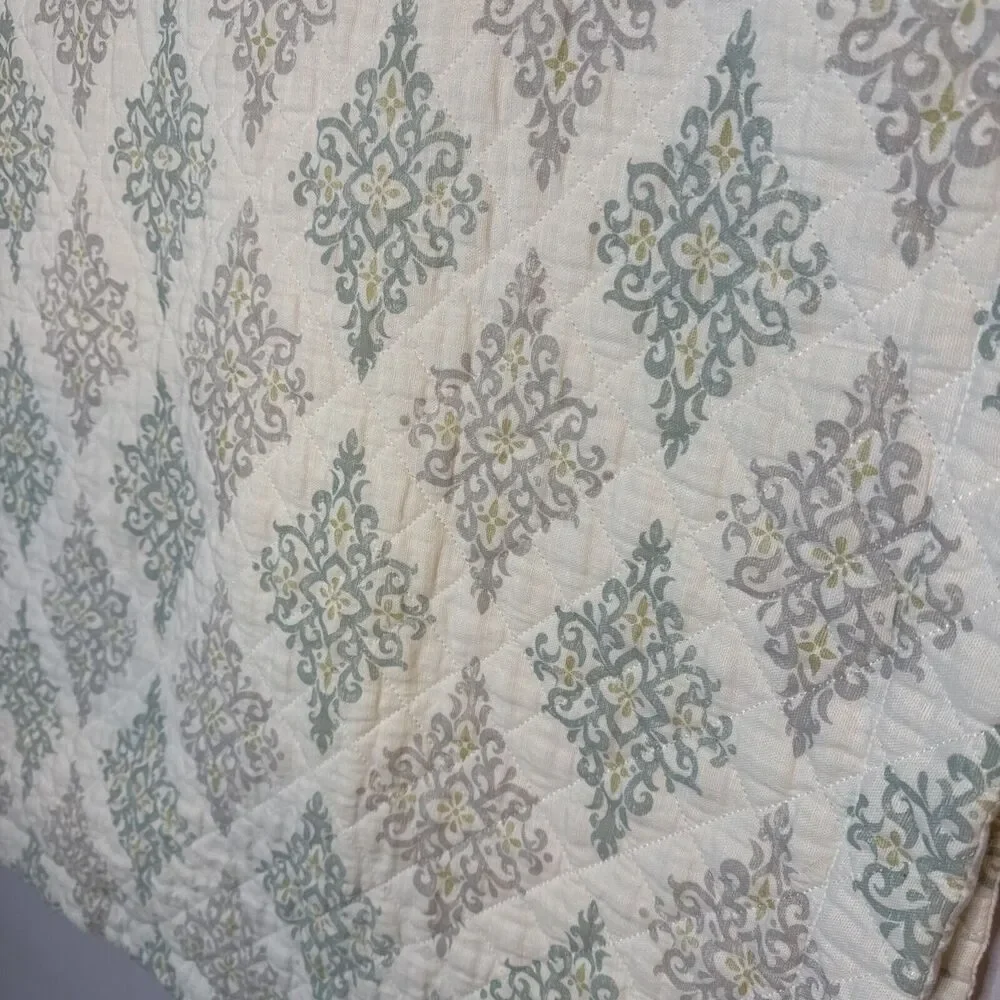 Nina Campbell Home‎ 2 European Pillow Shams Aqua Gray Sage Quilted Luxury Bed